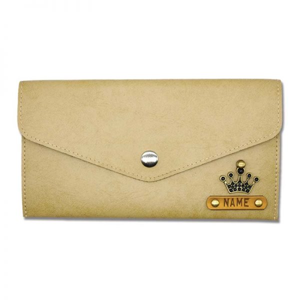 Beige Slim Leather Wallet For Womens